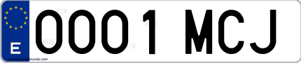 Ejemplo de matrícula de coche ordinaria 0001 MCJ