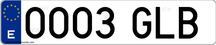 Ejemplo de matrícula de coche ordinaria 0003 GLB