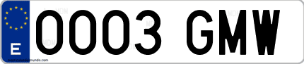 Ejemplo de matrícula de coche ordinaria 0003 GMW
