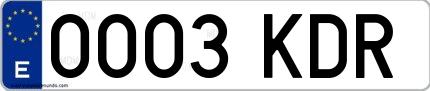 Ejemplo de matrícula española 0003 KDR