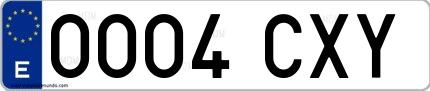 Ejemplo de matrícula española 0004 CXY