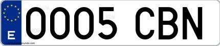 Ejemplo de matrícula española 0005 CBN