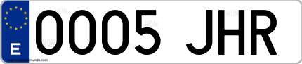 Ejemplo de matrícula de coche ordinaria 0005 JHR