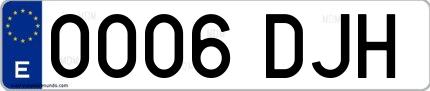 Ejemplo de matrícula española 0006 DJH