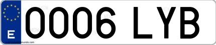 Ejemplo de matrícula de coche ordinaria 0006 LYB