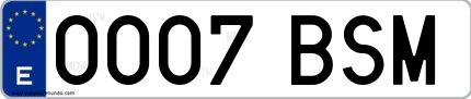 Ejemplo de matrícula española 0007 BSM