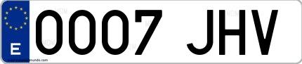 Ejemplo de matrícula española 0007 JHV