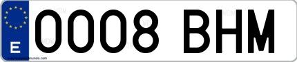 Ejemplo de matrícula española 0008 BHM