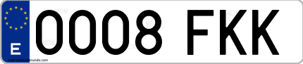 Ejemplo de matrícula de coche ordinaria 0008 FKK