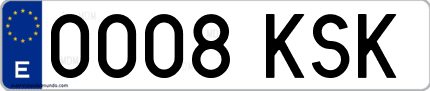 Ejemplo de matrícula de coche ordinaria 0008 KSK