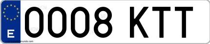 Ejemplo de matrícula española 0008 KTT