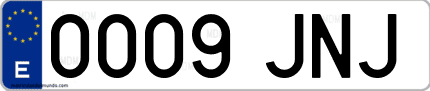 Ejemplo de matrícula de coche ordinaria 0009 JNJ