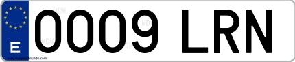 Ejemplo de matrícula española 0009 LRN