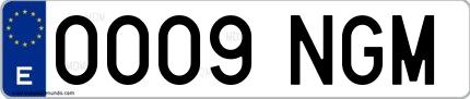 Ejemplo de matrícula española 0009 NGM