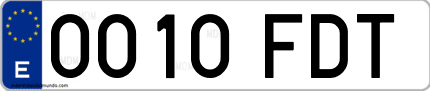 Ejemplo de matrícula de coche ordinaria 0010 FDT