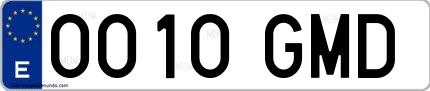 Ejemplo de matrícula española 0010 GMD