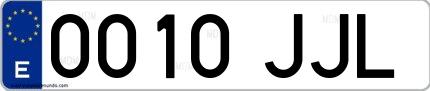 Ejemplo de matrícula española 0010 JJL
