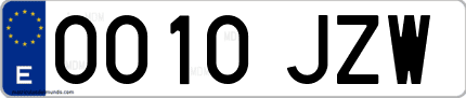Ejemplo de matrícula de coche ordinaria 0010 JZW