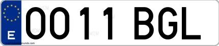 Ejemplo de matrícula española 0011 BGL