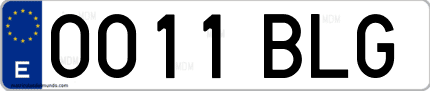 Ejemplo de matrícula de coche ordinaria 0011 BLG