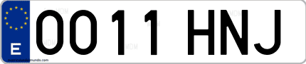 Ejemplo de matrícula de coche ordinaria 0011 HNJ
