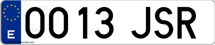 Ejemplo de matrícula de coche ordinaria 0013 JSR