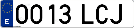 Ejemplo de matrícula de coche ordinaria 0013 LCJ
