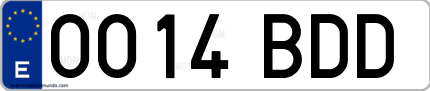 Ejemplo de matrícula de coche ordinaria 0014 BDD