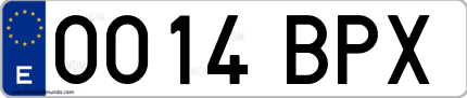 Ejemplo de matrícula de coche ordinaria 0014 BPX