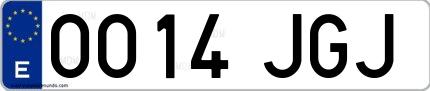 Ejemplo de matrícula española 0014 JGJ