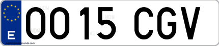 Ejemplo de matrícula de coche ordinaria 0015 CGV