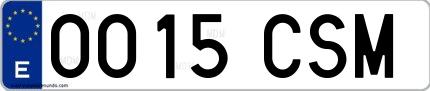 Ejemplo de matrícula española 0015 CSM