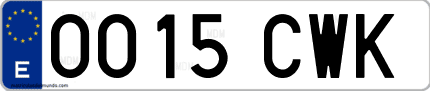 Ejemplo de matrícula de coche ordinaria 0015 CWK