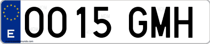 Ejemplo de matrícula de coche ordinaria 0015 GMH