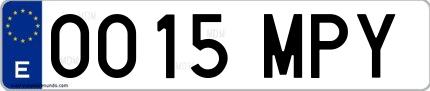 Ejemplo de matrícula española 0015 MPY