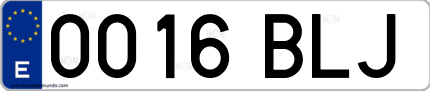 Ejemplo de matrícula de coche ordinaria 0016 BLJ