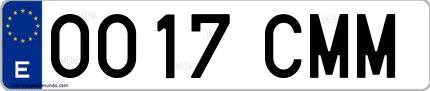 Ejemplo de matrícula española 0017 CMM