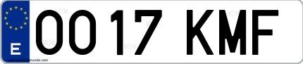 Ejemplo de matrícula española 0017 KMF