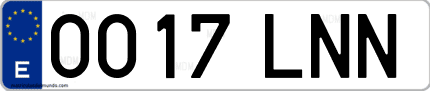 Ejemplo de matrícula de coche ordinaria 0017 LNN
