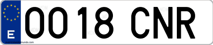 Ejemplo de matrícula de coche ordinaria 0018 CNR