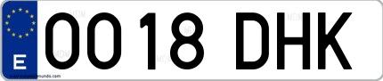 Ejemplo de matrícula española 0018 DHK