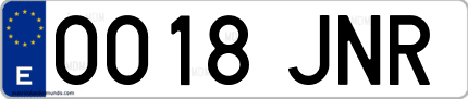 Ejemplo de matrícula de coche ordinaria 0018 JNR