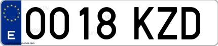Ejemplo de matrícula española 0018 KZD