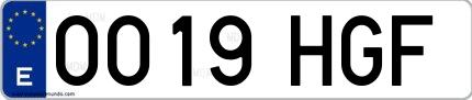 Ejemplo de matrícula española 0019 HGF