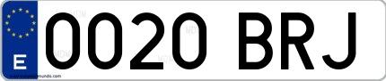Ejemplo de matrícula española 0020 BRJ