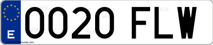 Ejemplo de matrícula de coche ordinaria 0020 FLW