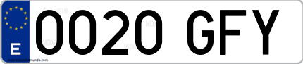 Ejemplo de matrícula de coche ordinaria 0020 GFY