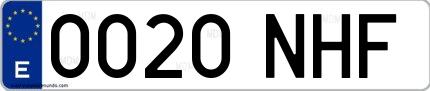 Ejemplo de matrícula española 0020 NHF