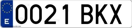 Ejemplo de matrícula española 0021 BKX
