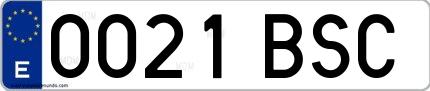 Ejemplo de matrícula española 0021 BSC